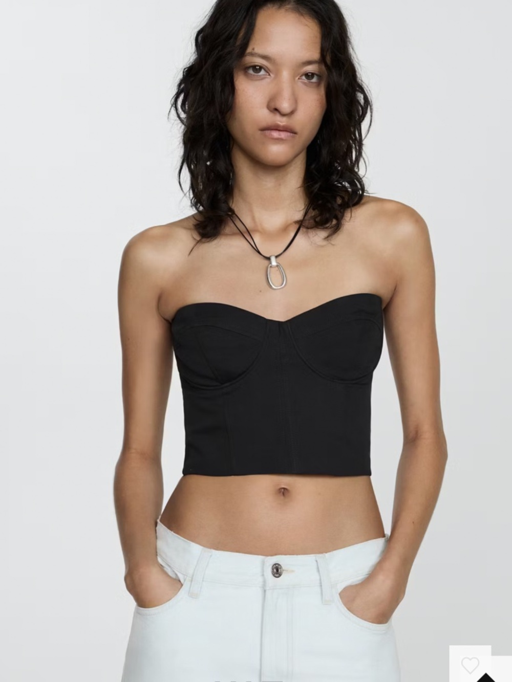 Mango Black corset crop top
